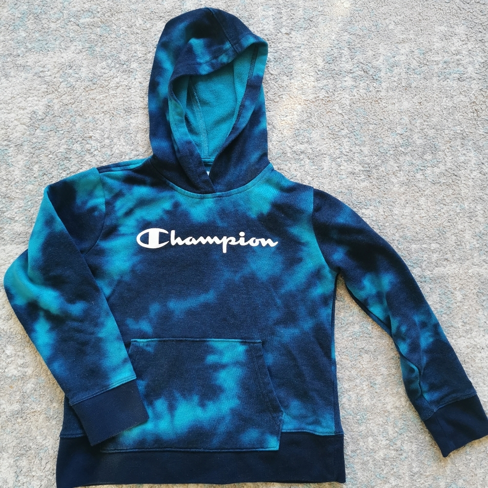 Champion Hoodie in Blue Tie Dye